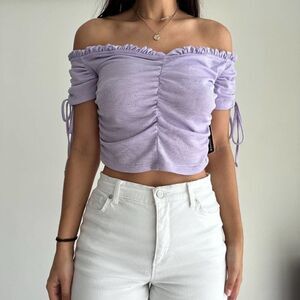 NWT Almost Famous ruched off the shoulder crop top